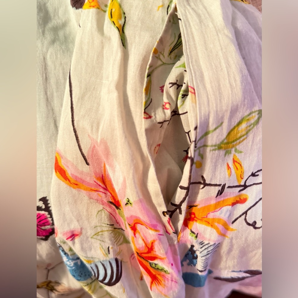 LA CERA 100% Cotton Voile Lined Hummingbird Caftan - Picture 8 of 14